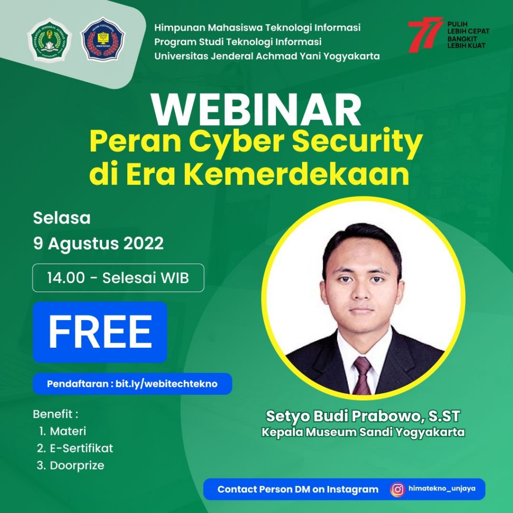 Info Event : Webinar Peran Cyber Security Di Era Kemerdekaan